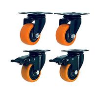 Ruedas Giratorias Premium De 4" - Ruedas Industriales De Alta Resistencia Con Placa Superior De 360° Y Doble Bloqueo De Seguridad, Silenciosas, De Pvc Amarillo, Repuesto Para Carros Y Carretillas, W,