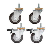 Ruedas giratorias resistentes 4X con freno - Varilla roscada giratoria M14/M16, capacidad de carga de 344 kg, for carros y equipos(2 brake+2 No brake4in-M16)