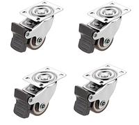 Ruedas giratorias resistentes for muebles, ruedas de goma con freno, tornillos y placa montaje 360°, capacidad carga máxima 75 kg, for madera dura, alfombras parqué(4brake,2in)