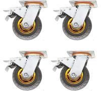 Ruedas giratorias resistentes, silenciosas, de goma maciza, planas, con frenos, resistentes al desgaste(6" brake)