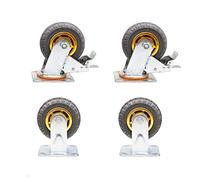 Ruedas giratorias resistentes, silenciosas, de goma maciza, planas, con frenos, resistentes al desgaste(6"brake+fixed)