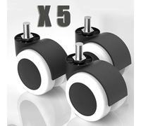 Ruedas Giratorias,Rueda Pivotantes para silla de oficina,Pack de 5 ruedas universales de recambio,Mute Gaming Silla Ruedas Ruedas,Con eje M10*10mm,A