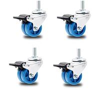 Ruedas giratorias Ruedas giratorias industriales Ruedas para muebles Perno atornillado M12 (Juego de 4), Rueda doble PA, 300 KG de servicio pesado con frenos, Ruedas giratorias resistentes al ruido/de