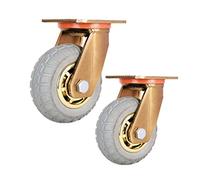 ruedas giratorias, Ruedas giratorias silenciosas de goma con soporte chapado en oro for carros, plataformas y camiones, soportan hasta 800 kg, 2 unidades(Universal,4inch)