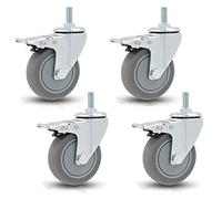 Ruedas giratorias, Ruedas para Muebles industriale 360 Degree Swivel Caster Wheels with M12x30mm Threaded Stem Pack of 4 Multiple Sizes(Brake,100mm/4in)