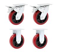 Ruedas giratorias, Ruedas para Muebles industriale Heavy Duty Swivel Castor Wheels Polyurethane Pack of 4 100-200mm(Standard+Brake,150mm)