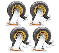 Ruedas giratorias, Ruedas para Muebles industriale Industrial Caster Wheels Swivel Plate 360 Degree Rubber Wheel 100-200mm Pack of 4(Brake,100mm)