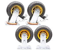 Ruedas giratorias, Ruedas para Muebles industriale Industrial Caster Wheels Swivel Plate 360 Degree Rubber Wheel 100-200mm Pack of 4(Standard+Brake,125mm)