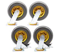 Ruedas giratorias, Ruedas para Muebles industriale Industrial Caster Wheels Swivel Plate 360 Degree Rubber Wheel 100-200mm Pack of 4(Brake+Universal,200mm)