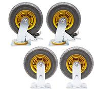 Ruedas giratorias, Ruedas para Muebles industriale Industrial Furniture Caster Wheels 360 Degree Swivel Rubber Wheel Pack of 4 100-200mm(Standard+Brake,200mm)