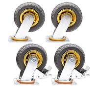 Ruedas giratorias, Ruedas para Muebles industriale Industrial Furniture Caster Wheels 360 Degree Swivel Rubber Wheel Pack of 4 100-200mm(Brake+Universal,125mm)