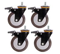 Ruedas giratorias, Ruedas para Muebles industriale Rubber Swivel Caster Wheels Threaded Stem M12x25mm Multiple Sizes Pack of 4(Brake,125mm/5in)
