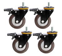 Ruedas giratorias, Ruedas para Muebles industriale Rubber Swivel Caster Wheels Threaded Stem M12x25mm Multiple Sizes Pack of 4(Brake,75mm/3in)