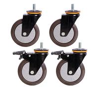 Ruedas giratorias, Ruedas para Muebles industriale Rubber Swivel Caster Wheels Threaded Stem M12x25mm Multiple Sizes Pack of 4(Brake+Universal,125mm/5in)