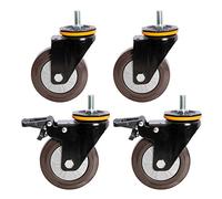 Ruedas giratorias, Ruedas para Muebles industriale Rubber Swivel Caster Wheels Threaded Stem M12x25mm Multiple Sizes Pack of 4(Brake+Universal,75mm/3in)