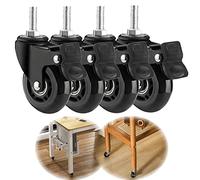 Ruedas giratorias, tornillos de 2,5", juego de 4 ruedas giratorias móviles con freno, ruedas de goma PU pesadas para carros en la industria del mueble (dimensiones: M8 x 25 mm, color: 4 frenado