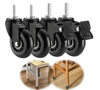 Ruedas giratorias, tornillos de 2,5", juego de 4 ruedas giratorias móviles con freno, ruedas de goma PU pesadas para carros industriales (dimensiones: M8 x 25 mm, color: 2 frenos + 2 ruedas)