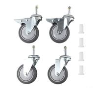 Ruedas giratorias TPR de 3 pulgadas con cerraduras, ruedas de goma que no dejan marcas para muebles, ruedas de repuesto resistentes con vástago 7/16