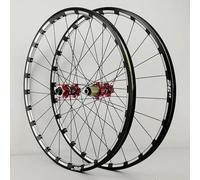Ruedas Juego de ruedas 26'' 27,5'' 29'' Eje pasante Buje con cojinetes Bicicletas de montaña Llantas de aleación de aluminio Freno de disco Cassette de 24 H 7-12 velocidades (Negro Rojo 26 pulgadas)