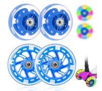 2 pares de ruedas luminosas para scooter, 80/120 mm, ruedas de scooter con rodamientos ABEC 7, luz intermitente LED (azul)