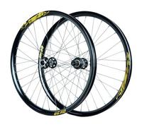 Ruedas MTB 26/27,5/29 Pulgadas Juego De Delanteras Y Traseras Eje Pasante 15 * 110/12 * 148 Mm Bujes Freno Disco 32H Llanta Aleación Aluminio para Cassette 7-12s XC DH(Black Gold,29")