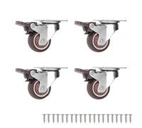 Ruedas Para Muebles 4 ruedas giratorias de 1/2 pulgadas for muebles, resistentes, goma fondo plano for Ruedas(4PCS Brake,2 inches)