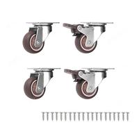 Ruedas Para Muebles 4 ruedas giratorias de 1/2 pulgadas for muebles, resistentes, goma fondo plano for Ruedas(2 Movable 2 Brake,2 inches)