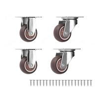 Ruedas Para Muebles 4 ruedas giratorias de 1/2 pulgadas for muebles, resistentes, goma fondo plano for Ruedas(2 Fixed 2 Movable,2 inches)