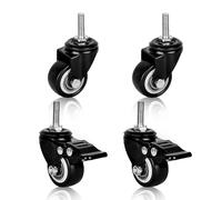 Ruedas para muebles, 4 unidades, M8, ruedas para muebles, rosca M8, ruedas para muebles de carga pesada, ruedas giratorias de goma para muebles, ruedas de sillón, ruedas para exteriores 2 con freno y