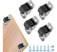 Ruedas para Muebles Rueditas para Electrodomésticos Pequeños de Goma Mini Ruedas Fijas con Placa de Acero para Electrodomésticos,Muebles,Caja de Almacenamiento,4 Piezas,Negro