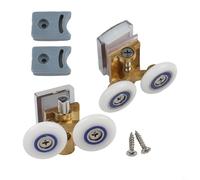 Ruedas para puerta de ducha de 26 mm, juego de corredores inferiores superiores cromados para puertas de ducha corredizas de vidrio de 4 a 8 mm con rodamientos sellados, bloques de parachoques