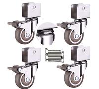 Ruedas para Silla de Oficina en Forma de U de 1,5 Pulgadas, Grosor de 1,5 mm, con Freno, 18 mm, 20 mm, 22 mm y 25 mm, Capacidad de Carga de 80 kg, aptas para Muebles y cunas (4 Frenos de 18