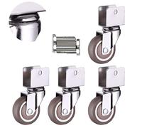 Ruedas para Silla de Oficina en Forma de U de 1,5 Pulgadas, Grosor de 1,5 mm, con Freno, 18 mm, 20 mm, 22 mm y 25 mm, Capacidad de Carga de 80 kg, aptas para Muebles y cunas (4 con Freno de