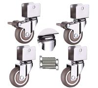 Ruedas para Silla de Oficina en Forma de U de 1,5 Pulgadas, Grosor de 1,5 mm, con Freno, 18 mm, 20 mm, 22 mm y 25 mm, Capacidad de Carga de 80 kg, aptas para Muebles y cunas (4 de 18 mm) (2