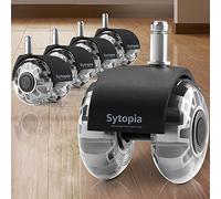 Ruedas para silla de oficina, repuesto de 5 cm para todos los suelos de madera dura y alfombra, ruedas de escritorio de computadora resistentes estilo patín, ruedas universales Sytopia (11 x 22 mm),