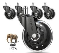 Ruedas para sillas de oficina Ruedas para sillas de goma de repuesto para pisos de madera dura y alfombras, juego de 5, para reemplazar tapetes para sillas de oficina, 11x22mm (NO para 1KEA)