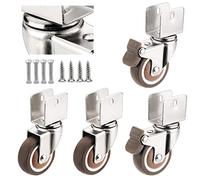 Ruedas pequeñas de goma de 50 mm con soporte en forma de U, ruedas de 2" con doble bloqueo de seguridad, giratorias para muebles de cama, carga 75 kg, 4 unidades, con tornillo/freno + univer