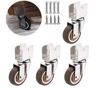 Ruedas Plateers de 2" con doble bloqueo de seguridad, pequeñas ruedas de goma con soporte en forma de U, giratorias para muebles de cama, carga 75 kg, 4 piezas, con tornillo/universal/18 mm/