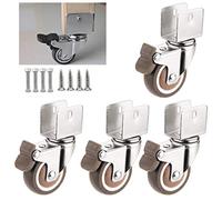 Ruedas Plateers de 2" con doble bloqueo de seguridad, pequeñas ruedas de goma con soporte en forma de U, giratorias para muebles de cama, capacidad de carga de 75 kg, 4 piezas, con tornillo/