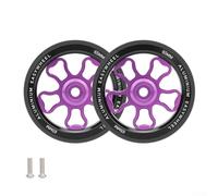 Ruedas plegables de bicicleta de 70 mm, paquete de 2 ruedas fáciles de 70 mm para bicicletas plegables, rodamiento integrado, diseño ligero para un fácil transporte y desplazamiento (morado)
