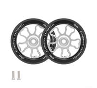 Ruedas plegables de bicicleta de 70 mm, paquete de 2 ruedas fáciles de 70 mm para bicicletas plegables, rodamiento integrado, diseño ligero para un fácil transporte y desplazamiento (plata)