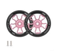 Ruedas plegables de bicicleta de 70 mm, paquete de 2 ruedas fáciles de 70 mm para bicicletas plegables, rodamiento integrado, diseño ligero para un fácil transporte y desplazamiento (rosa)