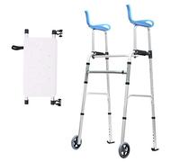 Ruedas Plegables Ligeras para Personas Mayores, con Asiento, Ruedas y Soporte Axilar, Asistente de Paso Vertical de Altura Ajustable, Carga de 180 Kg de Decoración