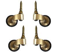 Ruedas, ruedas giratorias, ruedas con freno, ruedas de latón macizo, ruedas de 25 mm, 4 ruedas para muebles de latón pulido antiguo, ruedas giratorias, ruedas de goma con ajuste de estilo to