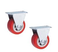 Ruedas Silla Oficina 2 ⁄ 4 Quiet Small Casters, Universal Wheels, 1.97 "rotating Casters, Red Fixed Wheels, For Wheelbarrows, Furniture Project Carts(Fixed-2pcs)