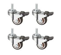 Ruedas Silla Oficina 4 Pcs 1/1.25/1.5/2 Inch Stem Caster Wheels Furniture Castor Wheels TPR Screw Rod Wheels Swivel Cartwheels For Carts Furniture(4 Brake,1.25 inch)