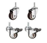 Ruedas Silla Oficina 4 Pcs 1/1.25/1.5/2 Inch Stem Caster Wheels Furniture Castor Wheels TPR Screw Rod Wheels Swivel Cartwheels For Carts Furniture(2 Universal 2 Brake,2 inch)