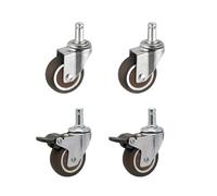 Ruedas Silla Oficina 4 Pcs TPR Insert Rod Caster Wheels Universal Swivel Castors Rotary Bar Castors For Furniture Trolley Workbench Shopping Carts(2 Universal 2 Brake,1.0 Inch)