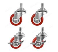 Ruedas Silla Oficina 4PCS Caster Wheels Furniture Caster Wheels PVC Screw Rod Wheels Swivel Cartwheels For Carts Furniture Trolley 1/1.25/1.5/2 Inch(2 brake-2 no brake,1 inch)