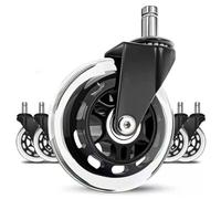 Ruedas Silla Oficina, 5 Piezas, Recambios, silla Gaming, 360 grados, juego rueda de goma, vástago perno 11 mm x 22 mm, silencio y suavidad, para cualquier suelo, piso, sin arañazos, parquet, cerámica